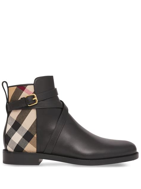 burberry house check and leather ankle boots|House Check and Leather Ankle Boots .